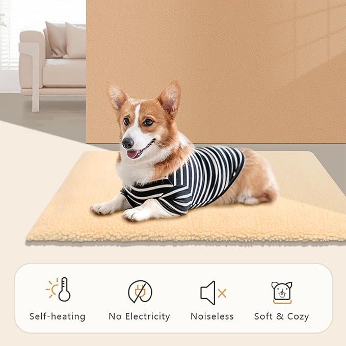 Self Heating Cat Pad - Insulated Washable Non-Slip Bottom,Self Heating Pad for Cats Dogs - for Puppy Sleeping Indoor Outdoor Living Room Bedroom Balcony Couch Kennel Cold Weather