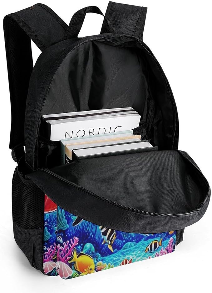 Supdreamc Men Women Lightweight Dolphins Sea Water Life Underwater Beautiful Sea World Daypack Bookbag Big Capacity Carry On Bag With Side Pockets for Camping Travel Bicycle