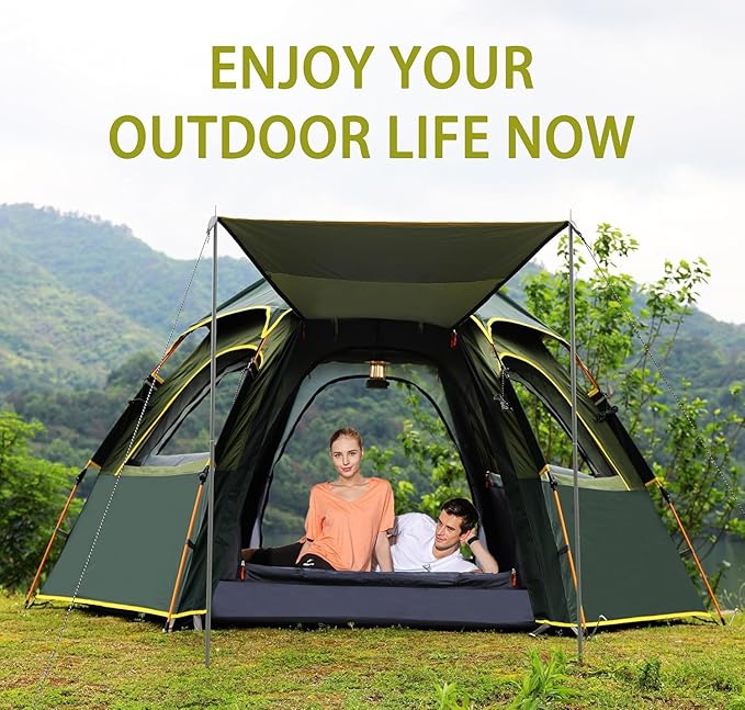 Camping Tent with Instant Setup, 2/3 Person Weatherproof Easy Quick Set Up in 60 Seconds with Rainfly Backpack Tent for Family Camping & Hiking, Upgraded Ventilation,Center Height 66-inch