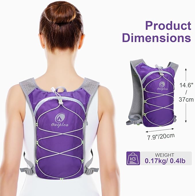 Lightweight Hydration Backpack with 2L Water Bladder for Men Women, Small Water Backpacks Running Vest for Hiking