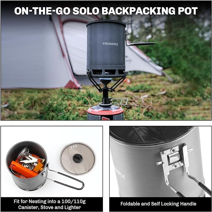 Fire-Maple Petrel Ultralight Pot- High Efficiency Aluminum Camping and Backpacking Pot with Heat-Proof Handle, Portable and Compact