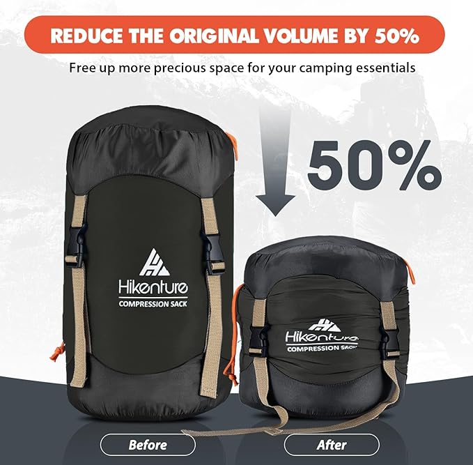 Hikenture Compression Sack for Sleeping Bag, Upgrade Anti-Tear Nylon Sleeping Bag Stuff Sack, 10L/14L/20L/30L Water-Resistant Compression Bag, Storage Bag