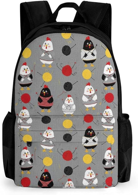 Daypack Lightweight Multipurpose Anti-Theft Red Chickens Grey Shoulder Bag Large Capacity Laptop Book Bag Rucksack With Adjustable Shoulder Straps