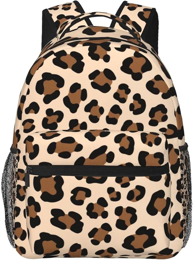 Backpack Multipurpose Anti-Theft Large Capacity Bookbag, Animal Leopard Skin Pattern Travel Hiking Daypack With Side Pockets