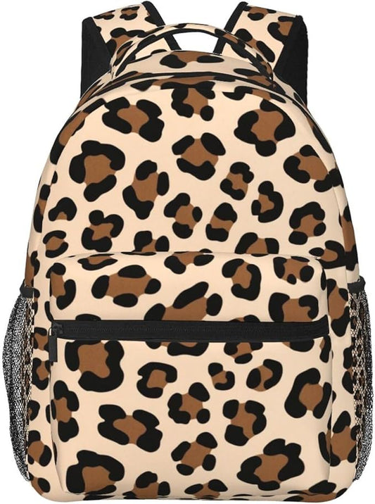 Backpack Multipurpose Anti-Theft Large Capacity Bookbag, Animal Leopard Skin Pattern Travel Hiking Daypack With Side Pockets