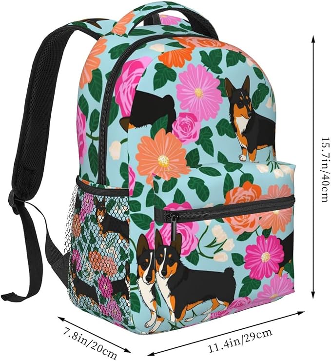 Men Women Polyester Italian Greyhound Dog Flower Daypack Big Capacity Shoulder Bag With Adjustable Shoulder Straps for Camping Travel Walking Cycling