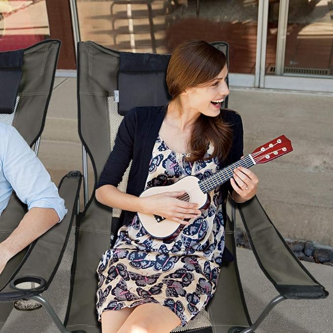 OUTDOOR LIVING SUNTIME Camping Folding Portable Mesh Chair with Removabel Footrest