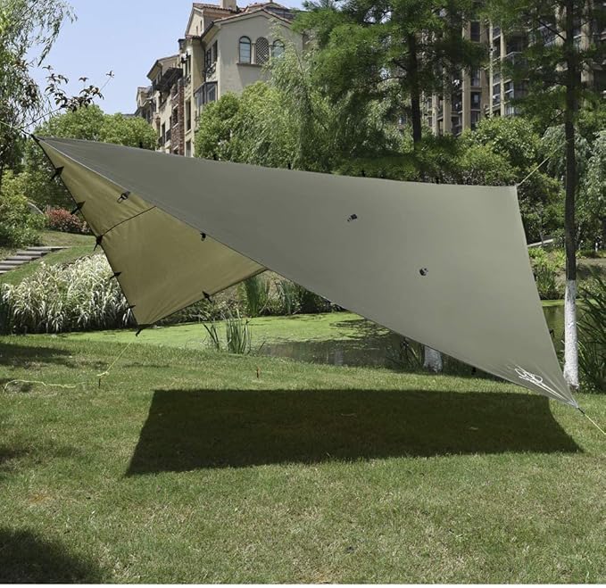 Gold Armour Rainfly Tarp Hammock, Premium 20ft x 14.3ft Rain Fly Cover, Waterproof Ultralight Camping Shelter Canopy, Must Have Camping Essential Accessories (OD Green)