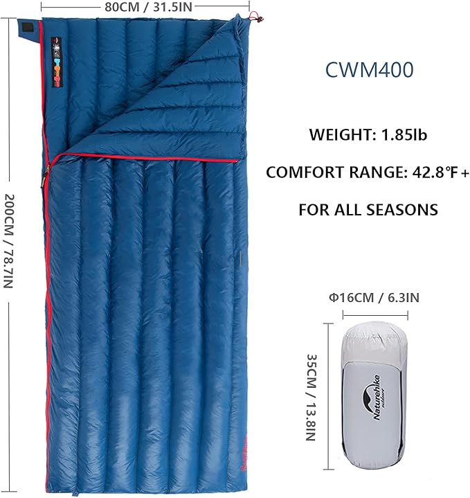 Naturehike Down Sleeping Bag 650 Fill Power Lightweight Compact for Backpacking Camping Hiking Traveling with Compression Sack
