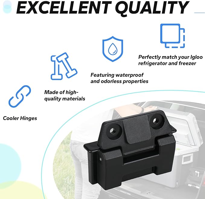 Cooler Hinges for Igloo 25, 52, 72 Qt BMX Coolers - Plastic Hinges Compatible with Igloo Style Ice Chests,Flexible Igloo Camping Cooler Accessories (Set of 2)