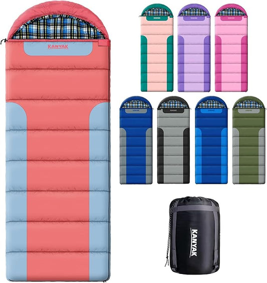 Cotton Flannel Liner Sleeping Bag for Adults Teens Kids, Cold Weather &Warm, 3 Seasons, Lightweight Compact Camping Essentials Equipment, Hiking, Outdoor, Travel