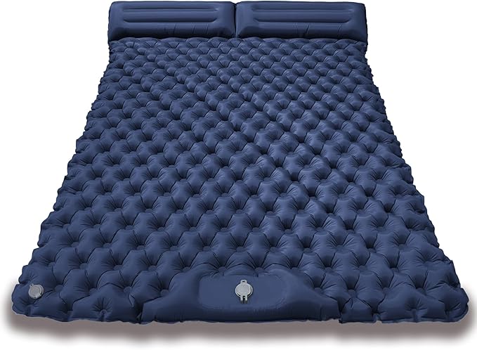 Fay Bless Sleeping Pad for Camping 2 Person, 200×120×6 cm, 79x48x2.5inch, 1.5kg, 30s Inflate by Foot-Pressing, Waterproof (Sky Blue)