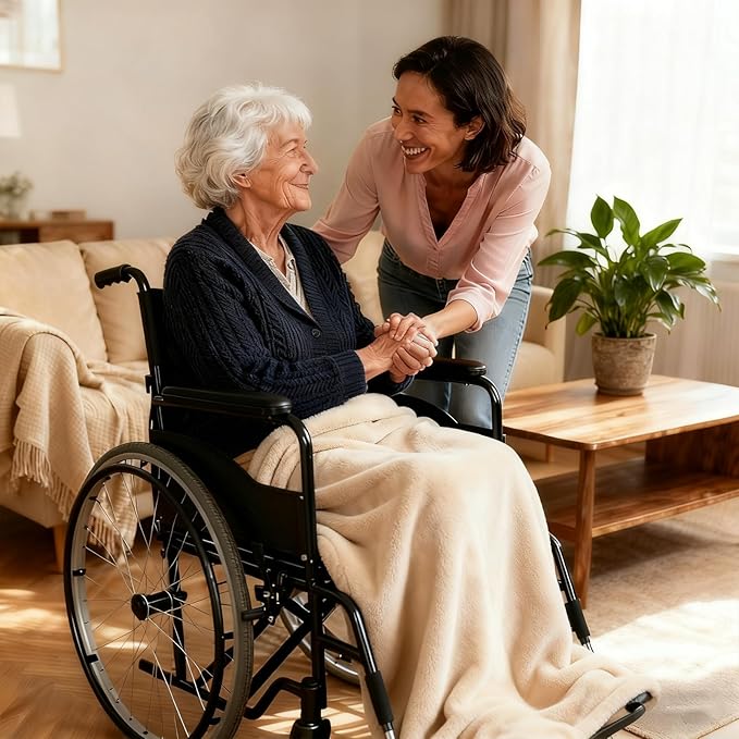 SNZ Cozy Wearable Blanket for Women & Men - 60"x33" Fleece Poncho, Warm Office Chair Lap Blanket, Travel, Camping & Home Wrap - Comfy Poncho Throw - Gift for Mom, Elderly