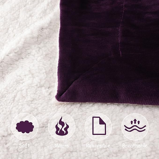 NANPIPER Baby Sherpa Blanket,Warm Toddler Throw Blanket,Soft Newborn Fleece Blanket for Winter (Purple,30x40 inches)