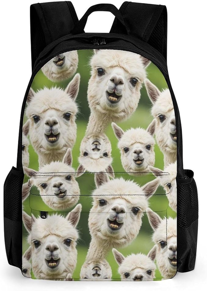 Lightweight Daypack Backpack for Sports Travel Running, Large Capacity Multipurpose Anti-Theft Bookbag, Funnny Llama Art Laptop Backpack Daypack