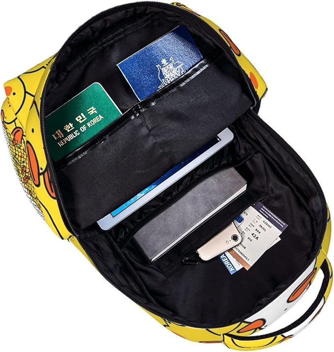 Adults Lightweight Yellow Flat Mouth Ducks Rucksacks Large Capacity Bookbag With Adjustable Shoulder Straps for Trekking Outdoors Bicycle
