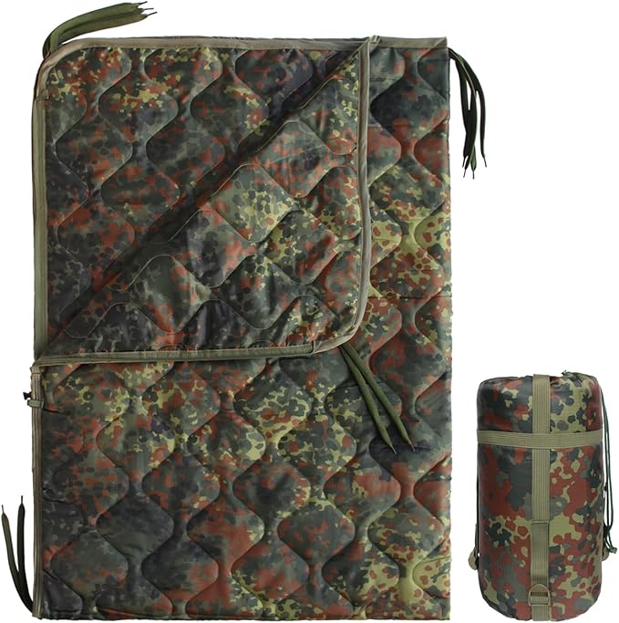 Camo Poncho Liner, Army Blanket, Military Sleeping Bag, with A Compression Carrying Bag, for Traveling, Hiking, Camping, Outdoor Survival, Car Blanket