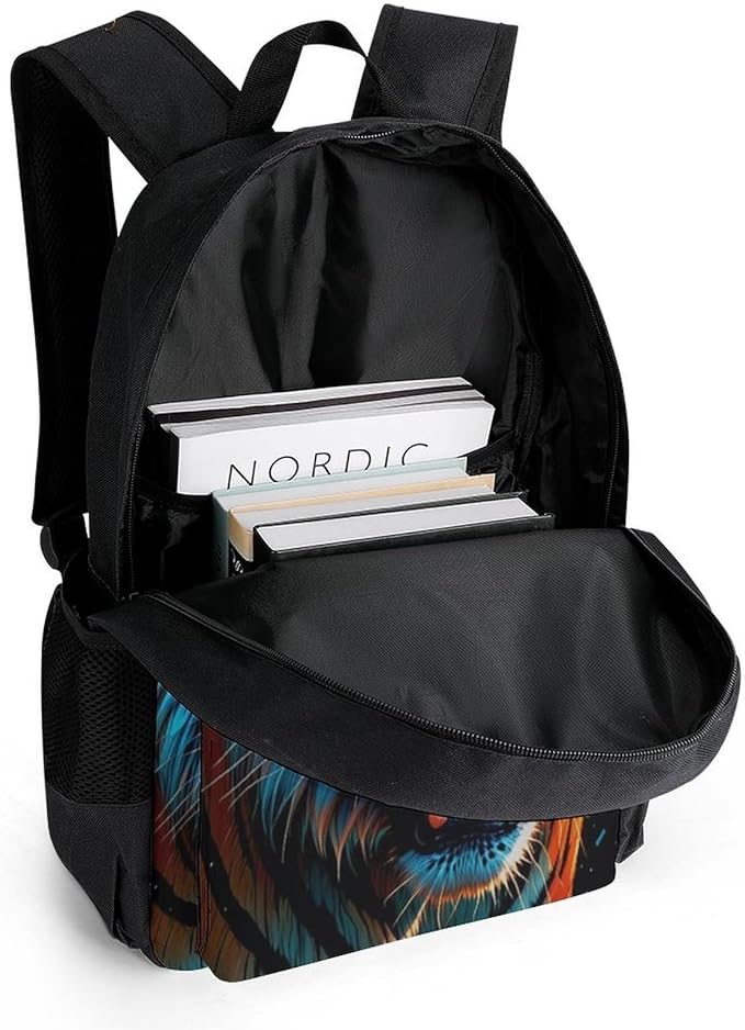 Rucksacks Lightweight Multipurpose Anti-Theft Angry Tiger Rainbow Animal Magic Art Shoulder Bag Big Capacity Laptop Book Bag Rucksack With Padded Straps