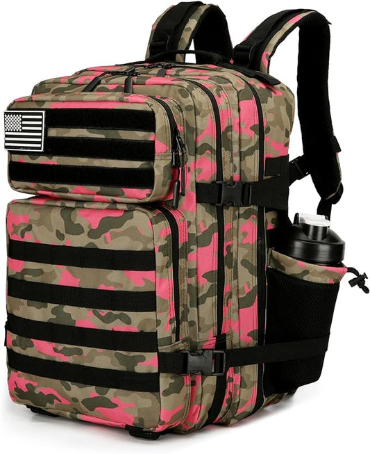 25L Tactical Backpack for Men and Women Military Backpack Small Assault Pack Molle Backpack Bug Out Bag Travel Rucksack Daypack (Pink Camo)