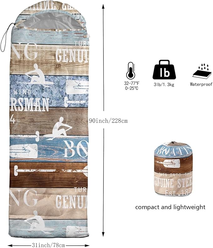 Kids Sleeping Bag for Boys Girls,Bohemian Cowboy Print-Lightweight Warm Portable Outdoor Indoor-Waterproof Cold Weather Resistant Sleeping Bag for Camping Hiking