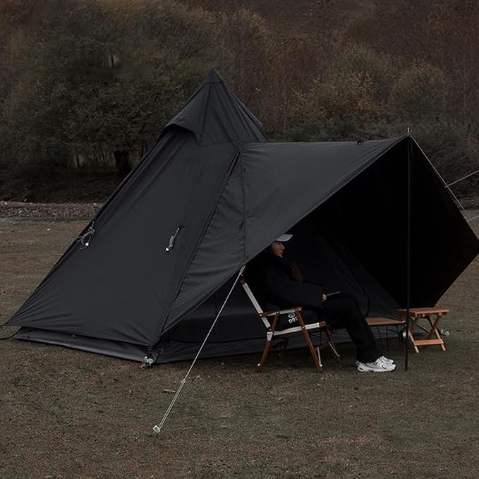 Outdoor Camping Tent, Cotton Canvas Pyramid Bell Tent, Double Layer Family Tent, Perfect for Backpacking, Camping, Hiking, Bushcraft, Travel, Winter Camping