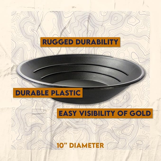 SE 10” Black Plastic Gold Pan with Riffles - GP1001B