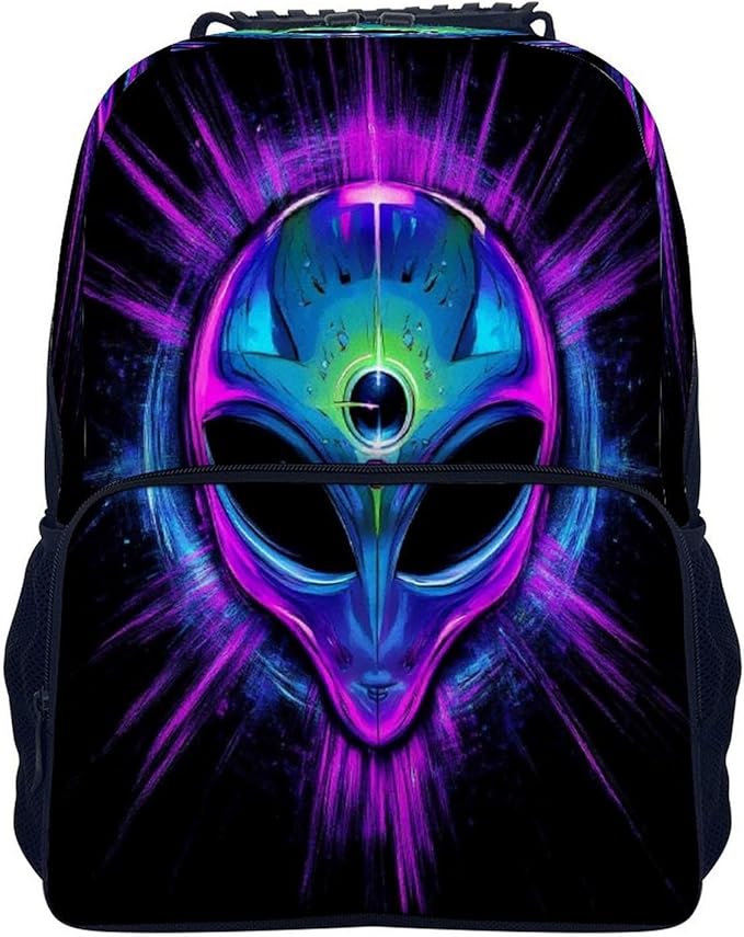 Rucksacks Lightweight Multipurpose Anti-Theft Trippy Eyes Blue Tie Dye Alien Shoulder Bag Big Capacity Traveling Camping Backpack With Side Pockets