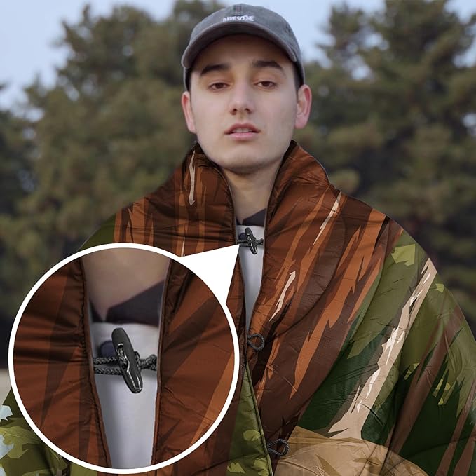 Camping Blanket Puffy - Outdoor Stadium Blanket Wearable, Lightweight, Packable, Machine Washable Camping Quilt for Traveling, Picnic, Beach, Party