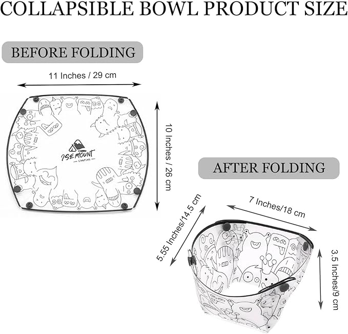 MIUPOO Collapsible Bowl Set,Portable Mess Kit,Food Grade Material Free Folding Bowl for Lunch Family Picnic,7×5.5×3.5 Inches,4 Pieces.