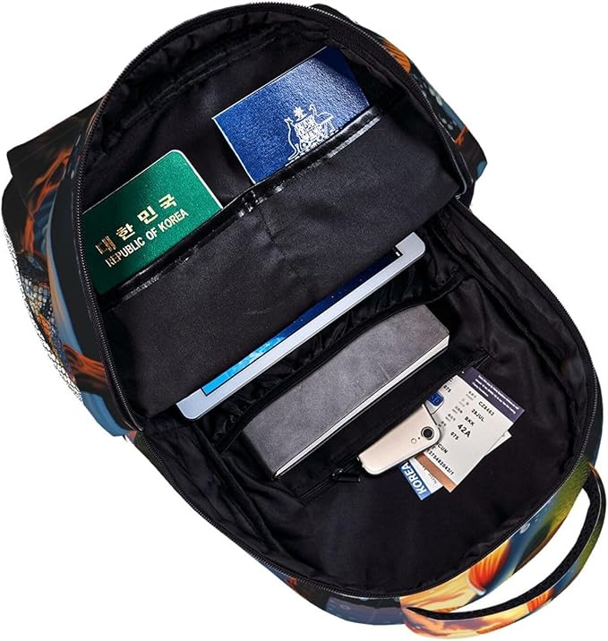 Lightweight Daypack Backpack for Sports Travel Running, Large Capacity Multipurpose Anti-Theft Bookbag, Fish Diving Good Luck Art Laptop Backpack Daypack