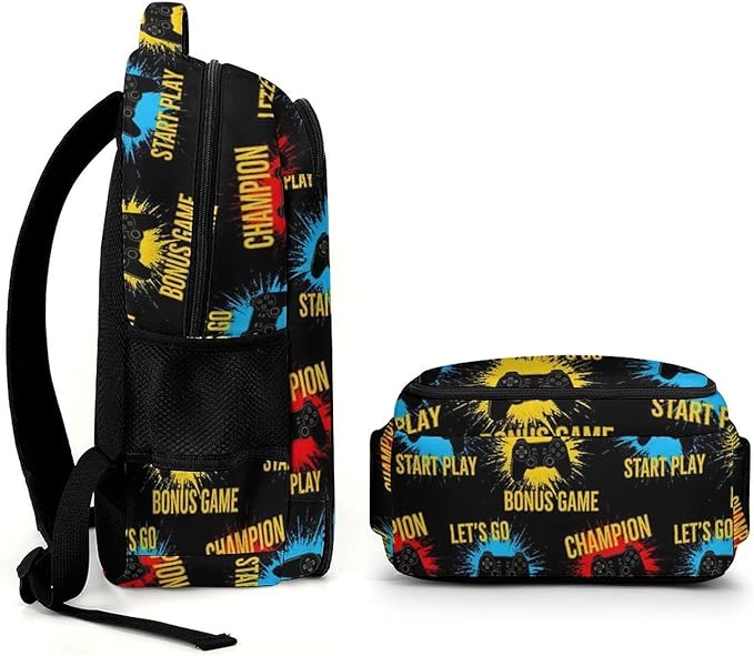 Casual Travel Laptop Backpack Games Joystick Play Video Game, Lightweight Anti Theft Computer Bag with Large Capacity for Men Women College Work