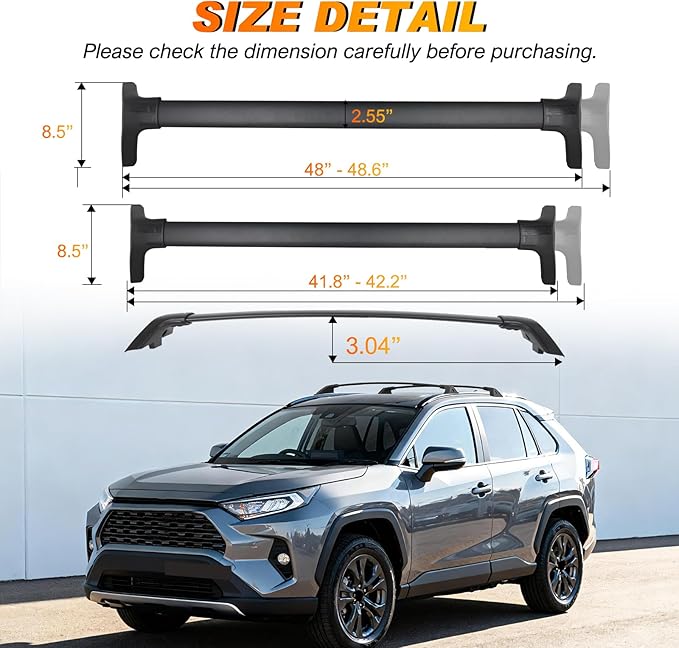 Nilight Roof Rack Cross Bars Fit for Toyota RAV4 2019 2020 2021 2022 2023 Aluminum Rails Crossbars with Anti-Theft Lock for Rooftop Cargo Carrier Luggage Kayak Bike (not for Adventure/TRD Off-Road)
