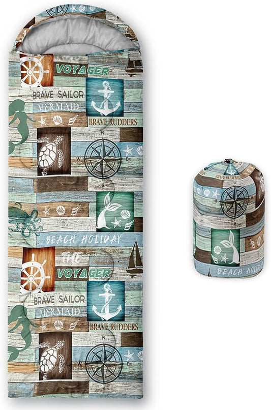 Kids Sleeping Bag for Boys Girls,Bohemian Cowboy Print-Lightweight Warm Portable Outdoor Indoor-Waterproof Cold Weather Resistant Sleeping Bag for Camping Hiking