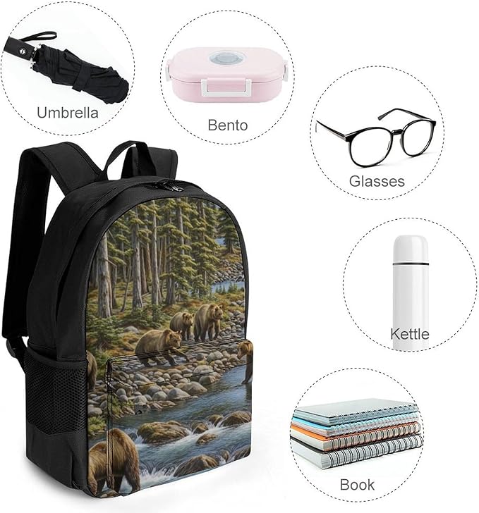 Casual Daypack Multipurpose Anti-Theft Large Capacity Carry On Bag, Western Mountain Bear Retro Casual Daypack Climbing Shoulder Bag With Padded Straps