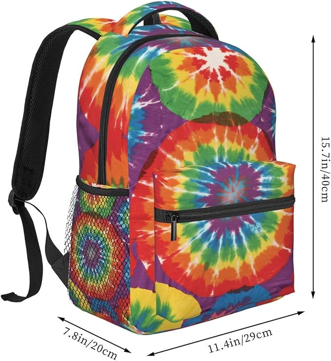 Lightweight Rucksacks for Climbing Outdoors Walking Cycling, Large Capacity Anti-Theft Multipurpose Carry On Bag, Colorfu Tie Dye Art Camping Outdoor Backpack