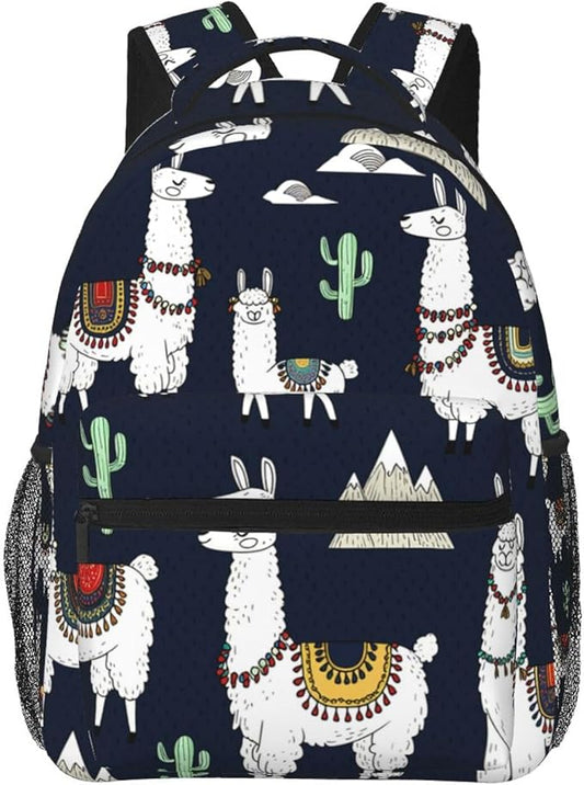 Backpack Lightweight Anti-Theft Multipurpose Alpaca Sloth And Catus Art Shoulder Bag Large Capacity Travel Hiking Backpack With Padded Straps