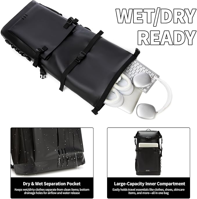Waterproof Dry Bag,Heavy Duty Hiking Backpack Roll-Top Closure Bag for Kayaking, Hiking, Camping, Boating- Men/Women ﻿