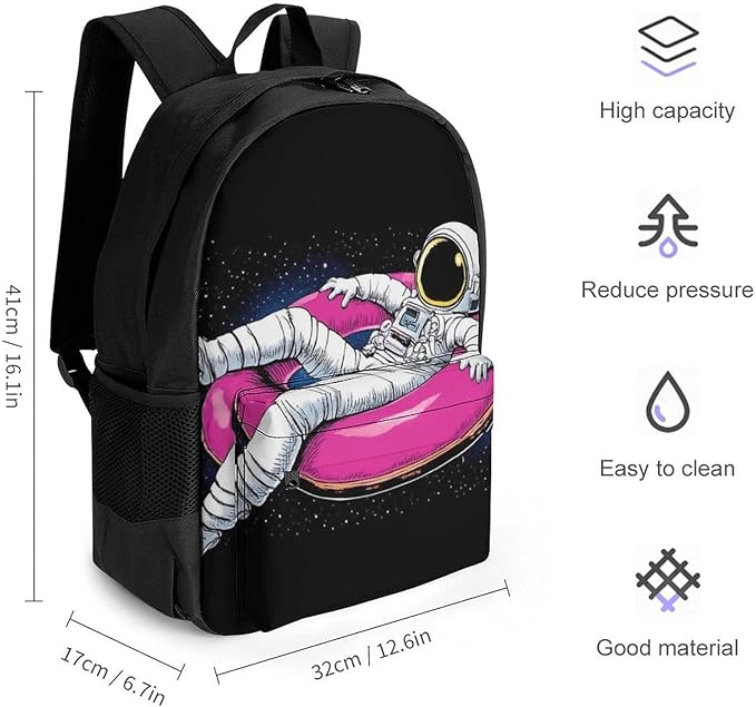 Supdreamc Rucksacks Polyester Anti-Theft Multipurpose Space Astronaut Vacation Carry On Bag Large Capacity Gym Outdoor Hiking Backpack With Smooth Zippers