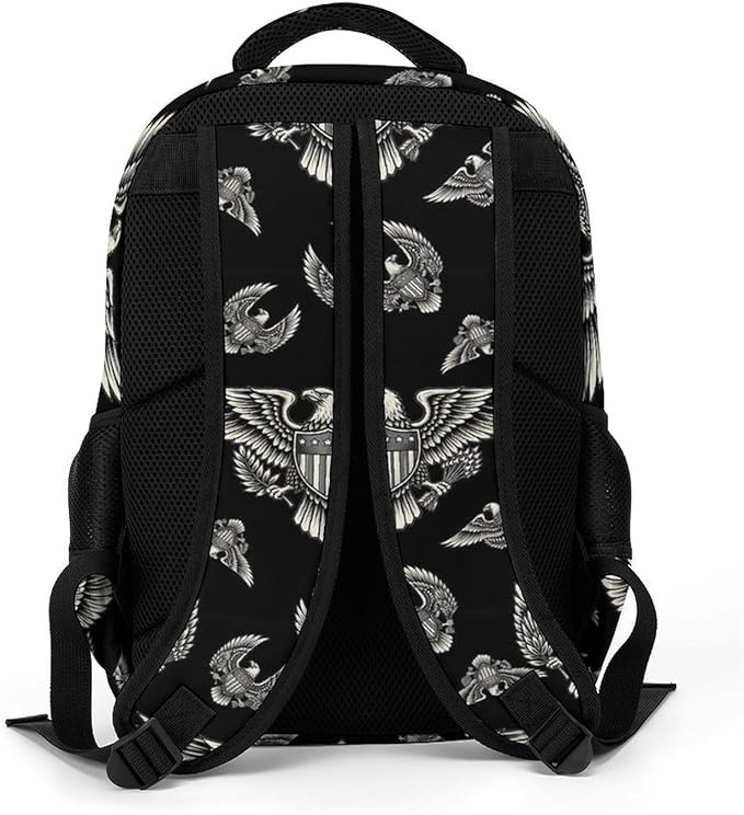 Nurse Teacher Laptop Backpack American Flag USA Cool Bald Eagle Art, Cute Travel Backpack Purse with Tumbler Holder for Women College Work Commute