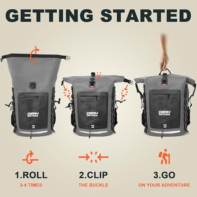 Waterproof Backpack Dry Bag 25L/35L/55L/85L – Heavy Duty Roll-Top Hiking Backpack Sack Keeps Gear Dry for Travel, Kayaking, Boating, Camping, Rafting and Fishing
