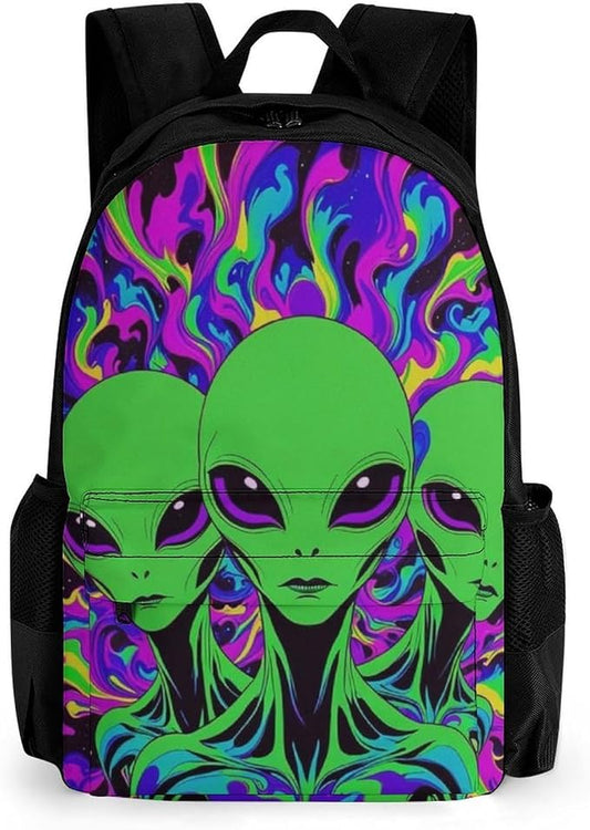 Backpack Lightweight Anti-Theft Multipurpose Cool Alien Tie Dye Shoulder Bag Large Capacity Travel Hiking Backpack With Padded Straps