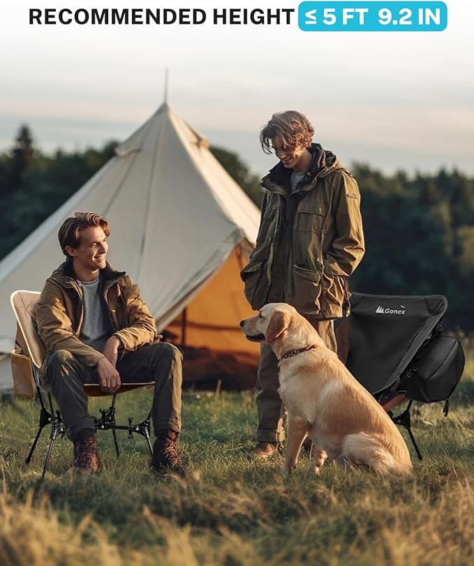 Gonex Portable Camping Chair, The 5th Gen Ultralight Compact Backpacking Foldable Lightweight Folding Chair for Outdoor Camp Hiking Beach Picnic Concert, Supports 330lbs (Khaki,1PCS)