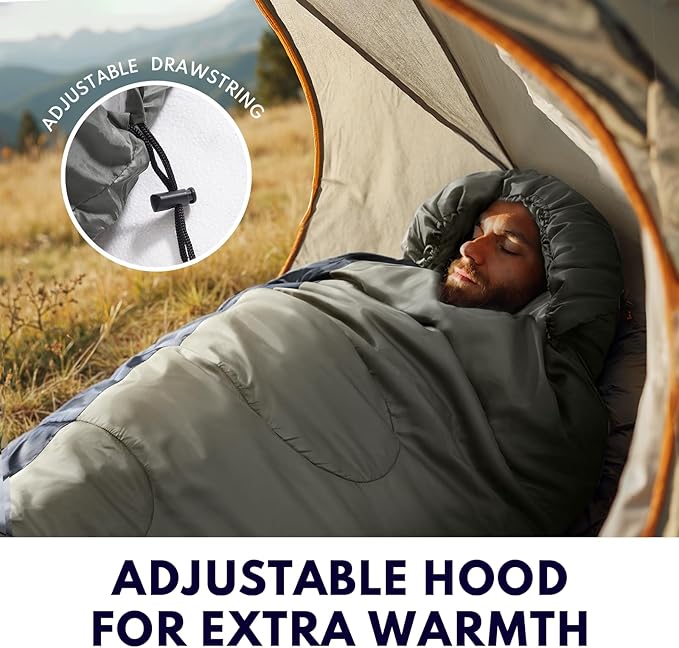 20°F XXL Sleeping Bags for Adults Cold Weather,Camping Sleeping Bag with Compression Sack for Winter Hiking, Hunting,Traveling