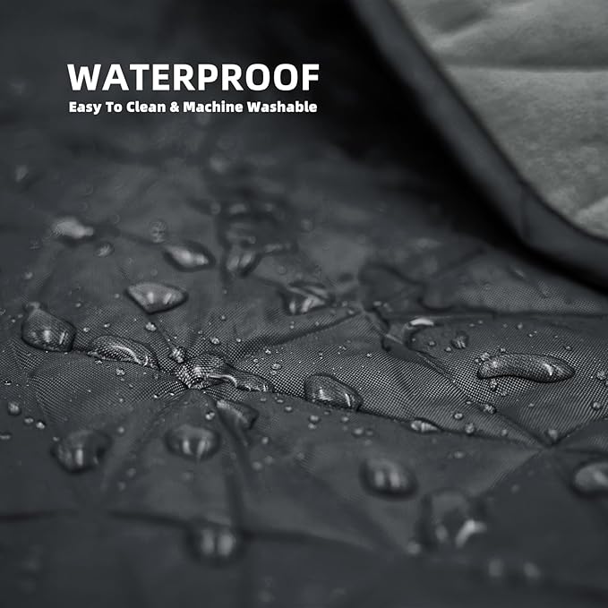 Outdoor Waterproof Blanket, Foldable Fleece Stadium Blanket for Outdoor Sports Event, Camping, Car, Pet, Picnics - Windproof, Wearable, Machine Washable 80" x 58" (Black Gray,Hooded)