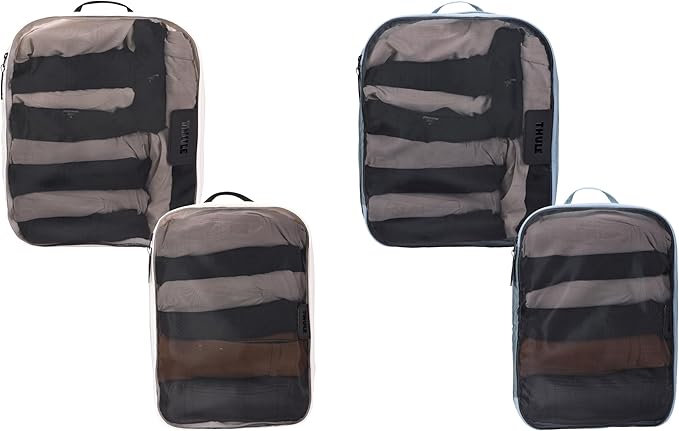 Thule Packing Cube Family Set, Includes 2 Large and 2 Medium Cubes, Transparent Fabric, YKK Zippers