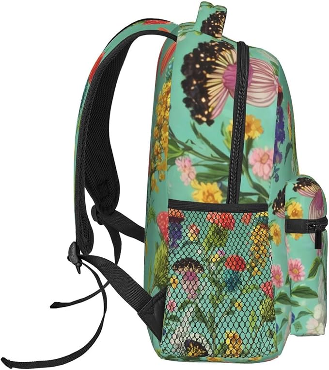 Backpack Multipurpose Anti-Theft Large Capacity Bookbag, Cartoon Under Sea Ocean Jellyfish Flowers Art Travel Hiking Daypack With Side Pockets