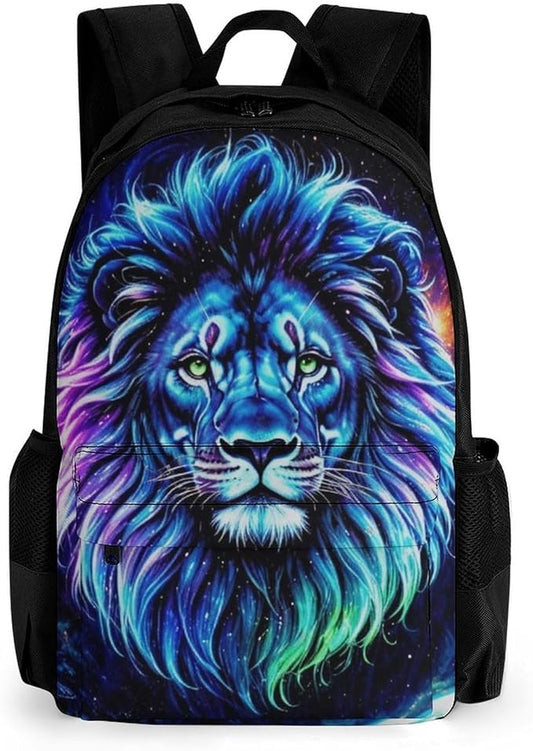 Rucksacks Lightweight Multipurpose Anti-Theft Cool Lion In The Universe Surreal Style Space Art Shoulder Bag Big Capacity Traveling Camping Backpack With Side Pockets