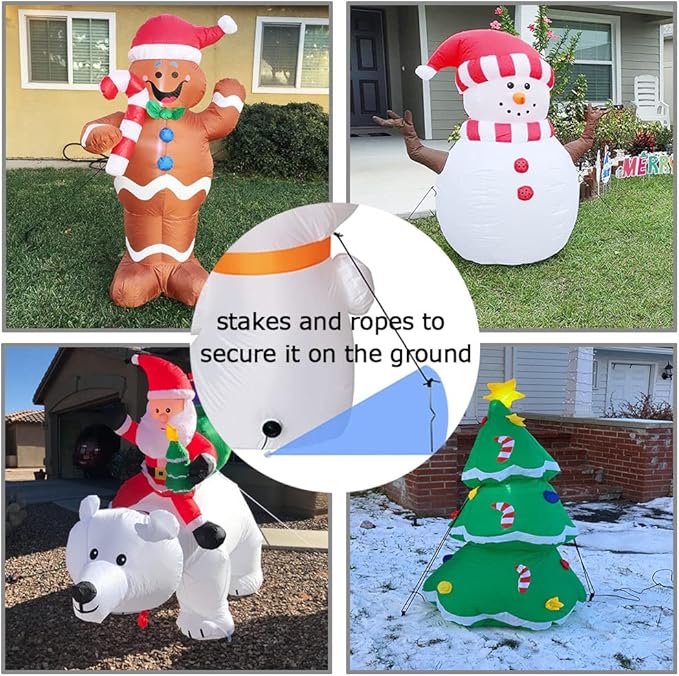 4 Pack Replacement 6.5ft Tethers and Aluminum Metal Stakes Tie Down Rope Strings for Halloween Christmas Xmas Blow Up Inflatable Spikes Outdoor Holiday Yard Garden Lawn Decoration Camping Tent