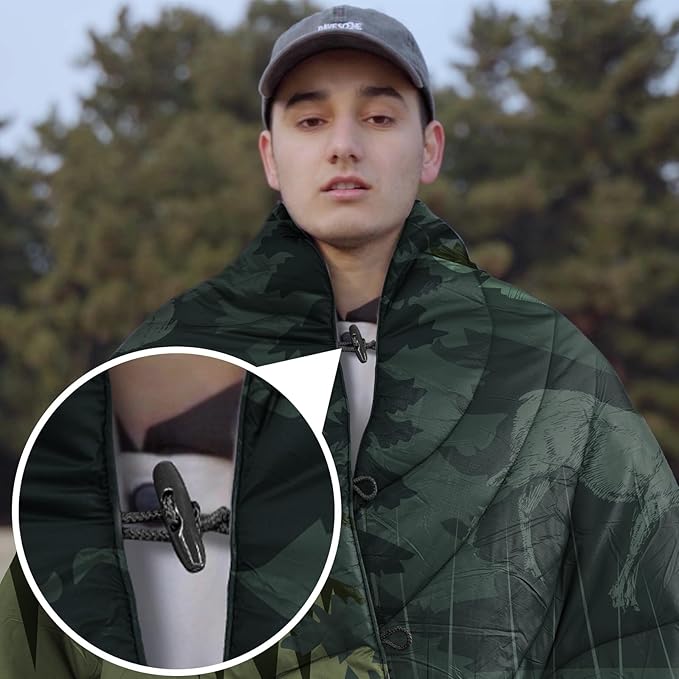 Camping Blanket Puffy - Outdoor Stadium Blanket Wearable, Lightweight, Packable, Machine Washable Camping Quilt for Traveling, Picnic, Beach, Party