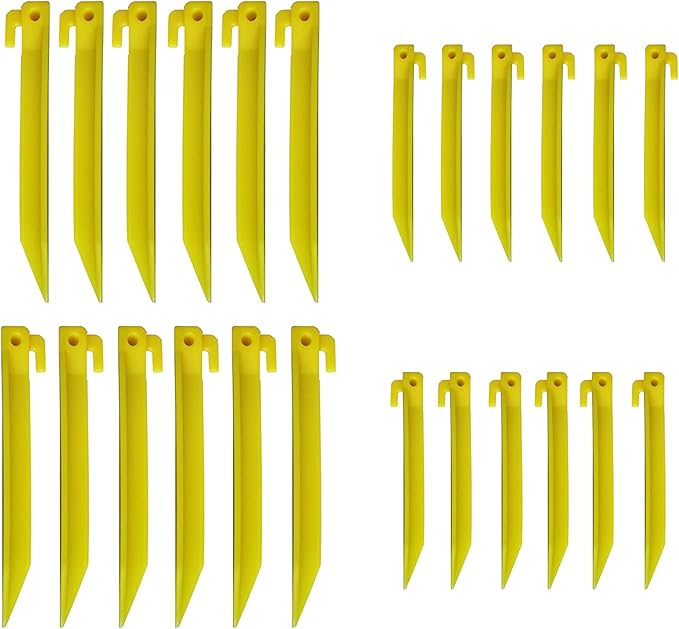 24Pcs Tent Pegs Plastic Spike Hook Awning Camping Caravan Visual Marker,12x 6inch + 12x 9inch
